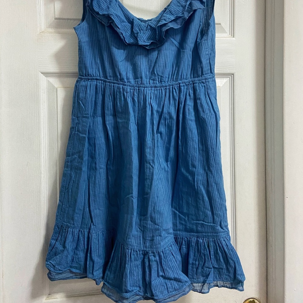 Blue Frill Neckline Dress